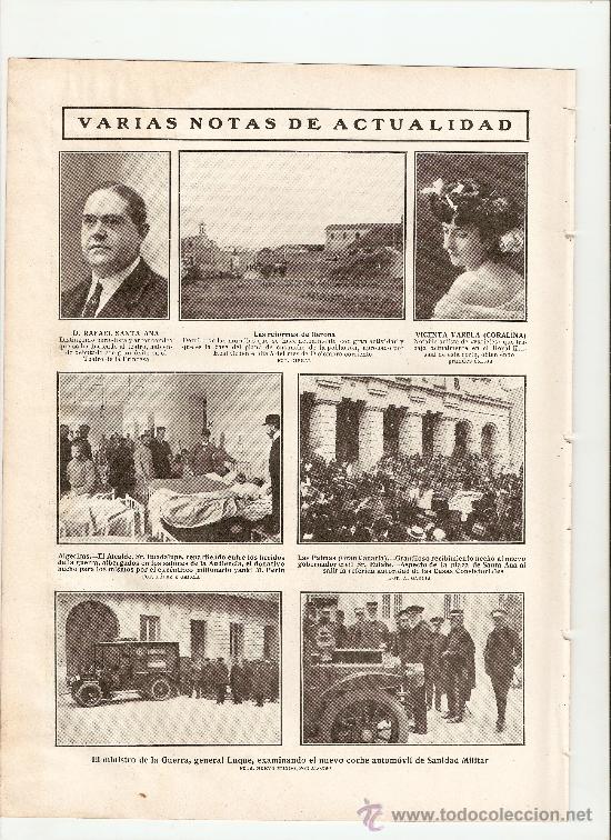 Coleccionismo: HOJA NOTICIAS A&Ntilde;O 1909 GIRONA ALGECIRAS LAS PALMAS COCHE SANIDAD MILITAR EJERCITO LUQUE GENERAL