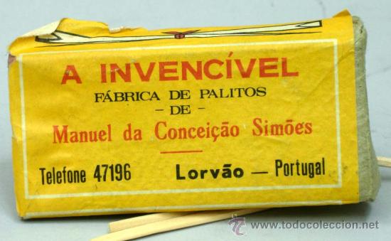 Collectionnisme: Caja palillos portuguesa A Invenc&iacute;vel F&aacute;brica palillos Manuel Conce&ccedil;ao Simoes Lorvao Portugal