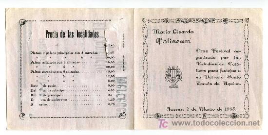 Sammelleidenschaft Papier: Programa festival teatral en el Maria Lisarda Coliseum, Santander 1935. El conflicto de Mercedes