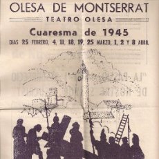 Coleccionismo: PROGRAMA PASSIO D' OLESA. CUARESMA 1945. 32X22 CM. 4 P.. Lote 20027053