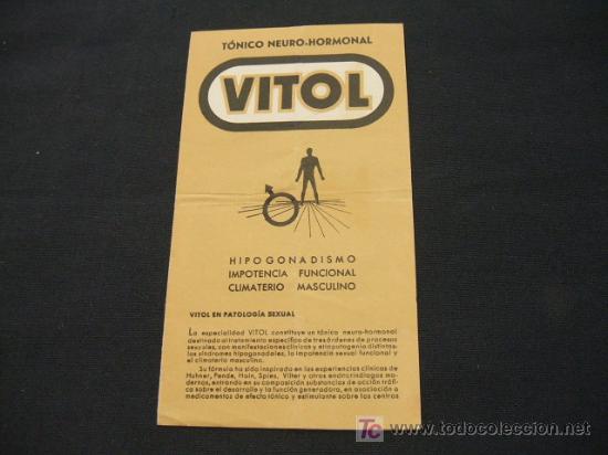 Collectionnisme: TONICO NEURO-HORMONAL - VITOL - HIPOGONADISMO -  IMPOTENCIA FUNCIONAL - CLIMATERIO MASCULINO -