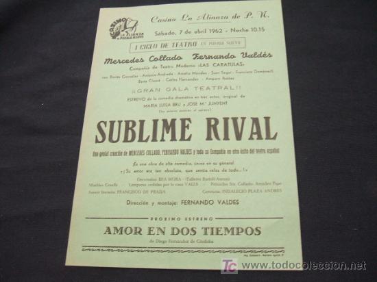 Colecionismo: CASINO LA ALIANZA DE PUEBLO NUEVO INICIO DE TEATRO - SUBLIME RIVAL - MERCEDES COLLADO,
