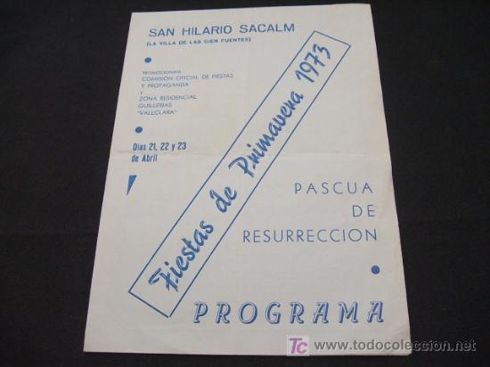 Collectionnisme: SAN HILARIO SACALM - PROGRAMA FIESTAS DE PRIMAVERA 1973 - PASCUA DE RESURRECCION -