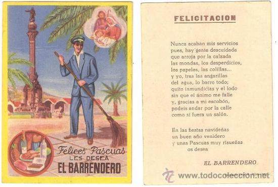 Coleccionismo: 2051T- FELICITACION DE NAVIDAD EL BARRENDERO (1961) 10,7X7,7 CM