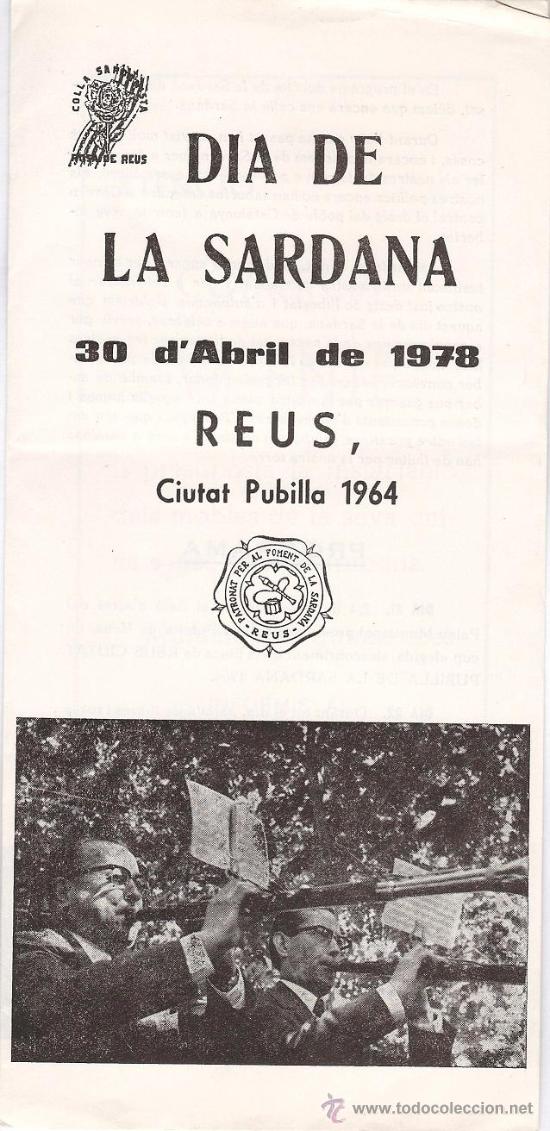 Coleccionismo: programa.- dia de la sardana.- reus.- a&ntilde;o 1978