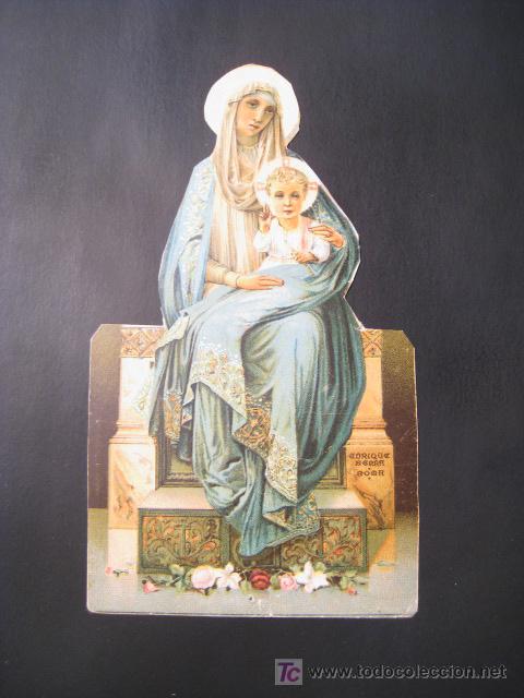 Coleccionismo: ESTAMPA RELIGIOSA RECORTADA VIRGEN Y NI&Ntilde;O JESUS