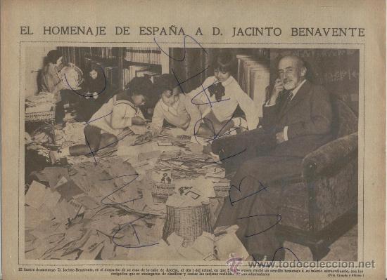 Coleccionismo: RECORTE DE PRENSA. A&Ntilde;O 1929. HOMENAJE DE ESPA&Ntilde;A A JACINTO BENAVENTE.