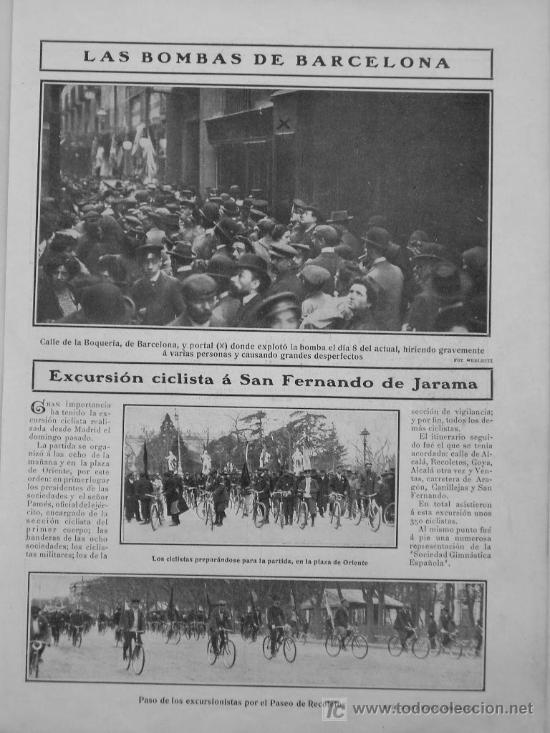 Coleccionismo: RECORTE DE PRENSA 1907 - BOMBAS DE BARCELONA - CICLISMO SAN FERNANDO DEL JARAMA - FIESTAS EN MURCIA