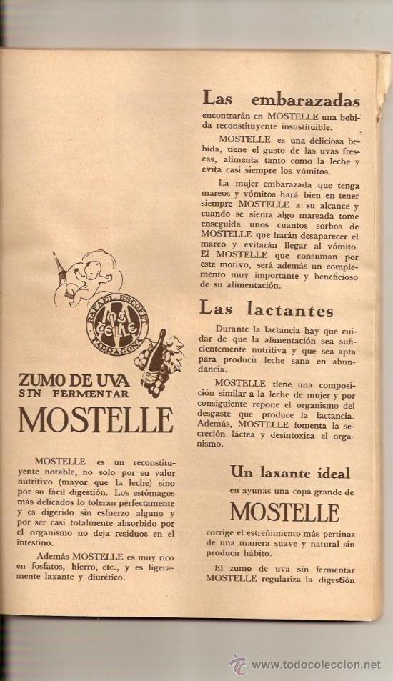 Coleccionismo: HOJA PUBLICIDAD A&Ntilde;O 1935 ZUMO DE UVA MOSTELLE MOSTELLE RAFAEL ESCOFET TARRAGONA