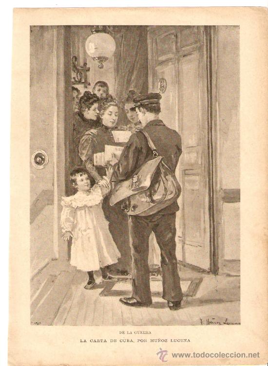 Collecting paper: HOJA REVISTA.A&Ntilde;O 1898.PINTURA.ILUSTRACION.MU&Ntilde;OZ LUCENA.CORDOBA.IMPRESIONISMO.LA CARTA DE CUBA,