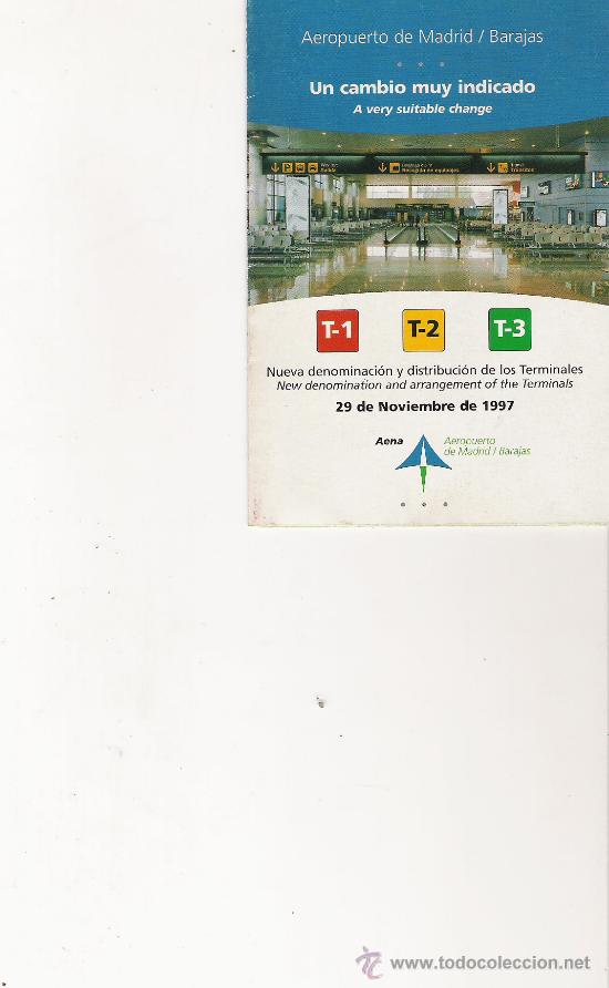 Sammelleidenschaft Papier: AEROPUERTO DE MADRID/BARAJAS - T1, T2, T3 - 29 DE NOVIEMBRE DE 1997 -