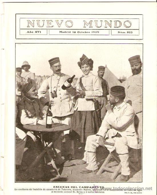 Coleccionismo: RECORTE PRENSA.A&Ntilde;O 1909.ASUNCION MARTOS.TALAVERA.BATALLON CAZADORES.CORONEL REINA.CABO AGUA.RIF.