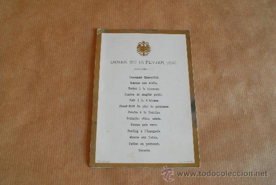 Coleccionismo: Men&uacute; de la Embajada de Alemania. 1890. - Foto 1
