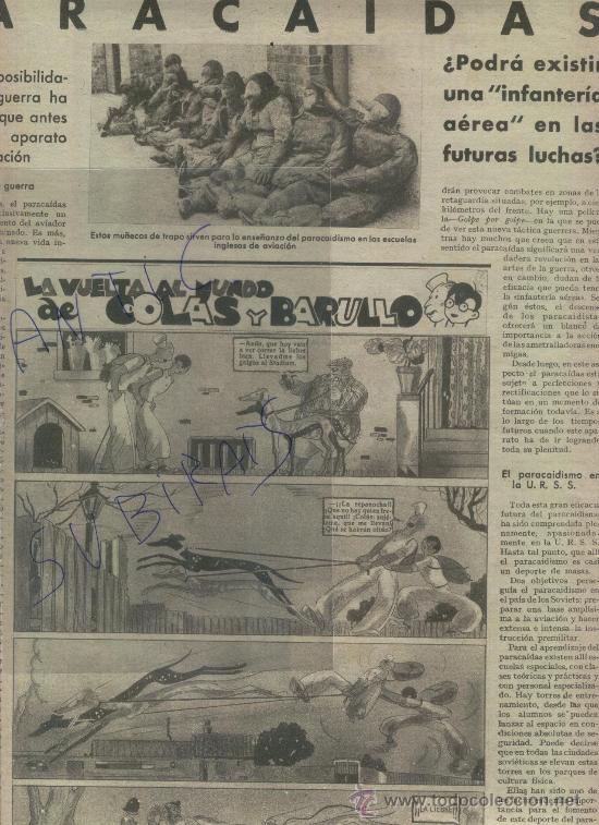 Coleccionismo: RECORTE DE PRENSA. GUERRA CIVIL.1937. AVIACION REPUBLICANA.PARACAIDAS. INFANTERIA AEREA.