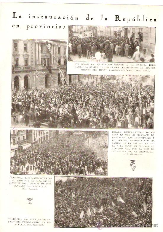 Colecionismo: HOJAS REPORTAJE.A&Ntilde;O 1931.PROCLAMACION DE LA REPUBLICA.EIBAR.MADRID.SAN SEBASTIAN.SEDILES.