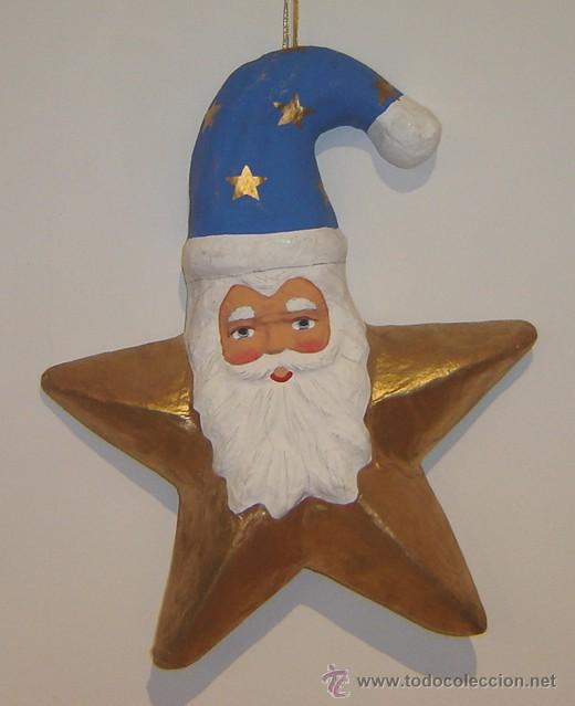 Coleccionismo: ESTRELLA DECORACION NAVIDE&Ntilde;A PAPA NOEL ANTIGUA CARTON&Eacute; medidas 45*37*8 cms. AZUL