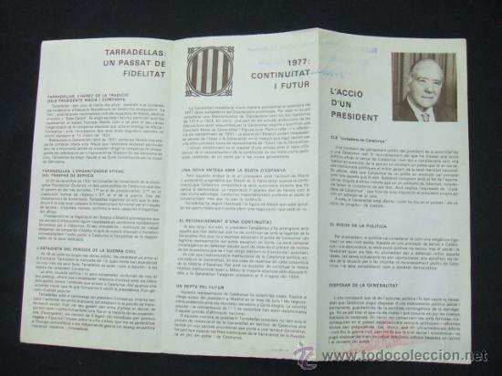 Sammelleidenschaft Papier: TRIPTICO - L'ACCI&Oacute; D'UN PRESIDENT - JOSEP TARRADELLAS - EN CATALAN Y CASTELLANO -