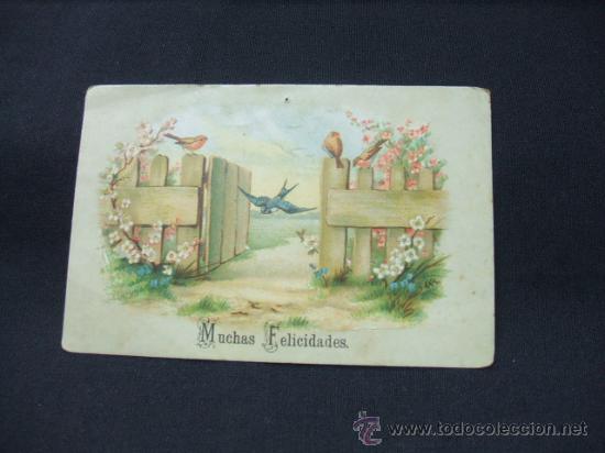Collectionnisme: FELICITACION ANTIGUA DE NAVIDAD - FELICITA A V. LAS PASCUAS DE NAVIDAD - MUCHAS FELICIDADES -