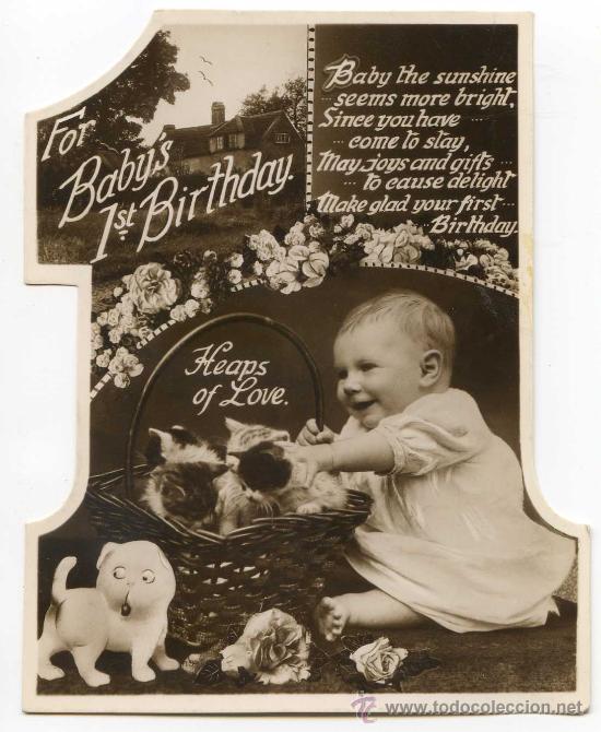 Collectionnisme: Tarjeta troquelada de felicitaci&oacute;n For Baby&acute;s First Birthday (primer cumplea&ntilde;os) 11 x 14