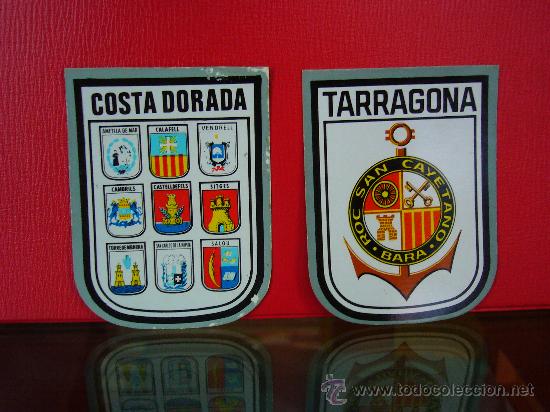 Collecting: PEGATINA - TARRAGONA - COSTA DORADA- ROC SAN CAYETANO- BAR&Agrave; -LOTE D 2 ADHESIVOS INTERIORES - A&Ntilde;OS 70