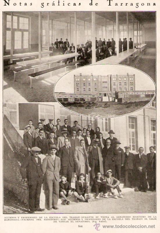 Colecionismo: RECORTE PRENSA.A&Ntilde;O 1931.TARRAGONA.SANATORIO MARITIMO.LA RABASSADA.ESCUELA DEL TRABAJO.