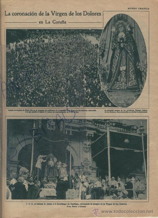 Coleccionismo: RECORTE DE PRENSA. A&Ntilde;O 1929. CORONACION DE L VIRGEN DE LOS DOLORES EN VIGO.