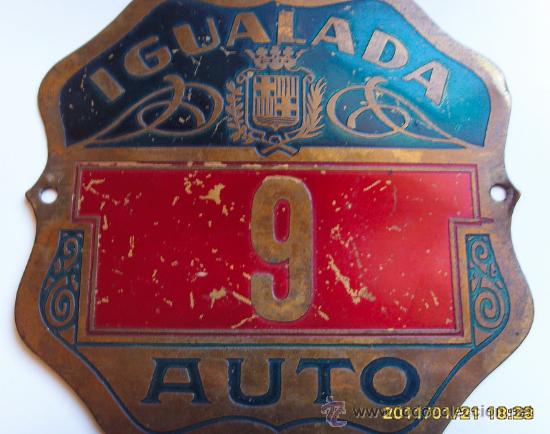 Coleccionismo: MATRICULA DE AUTO de la CIUDAD DE IGUALADA- Circa 1900 ? - Foto 3