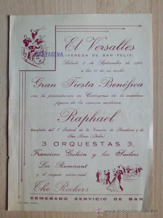 Coleccionismo: CARTAGENA MURCIA - EL VERSALLES - LOS SAILORS RAPHAEL - BENIDORM ALICANTE - SAN REMO ITALIA 05-09-64