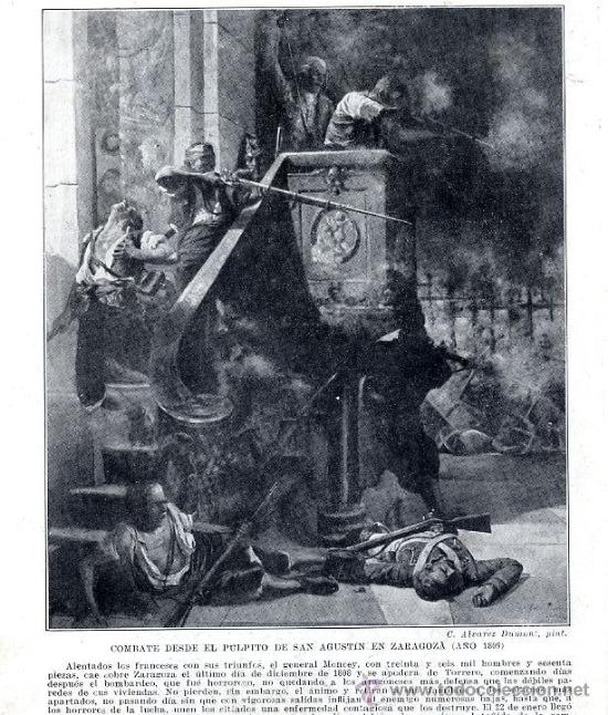 Coleccionismo: ZARAGOZA 1809 SAN AGUSTIN PULPITO HOJA LIBRO 1910