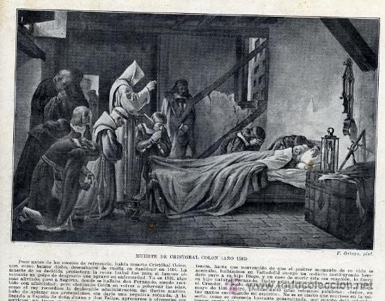 Coleccionismo: CRISTOBAL COLON 1506 MUERTE HOJA LIBRO 1910