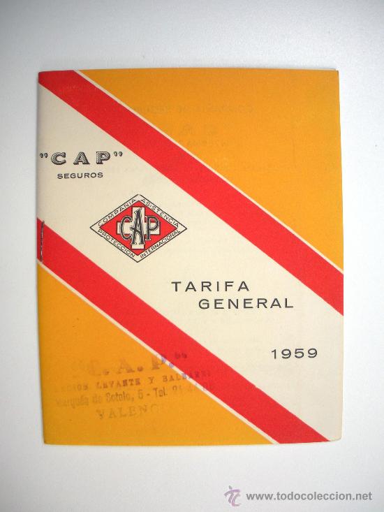 Coleccionismo: SEGUROS CAP TARIFA GENERAL 1959 - Foto 1