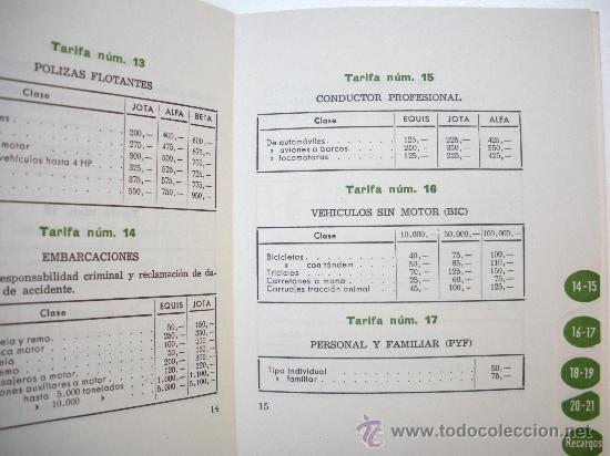Coleccionismo: SEGUROS CAP TARIFA GENERAL 1959 - Foto 2