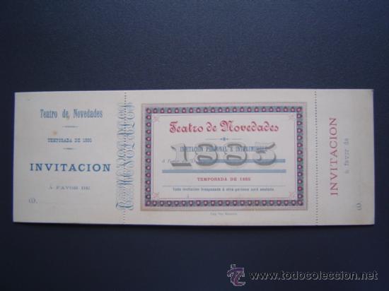 Coleccionismo: TEATRO NOVEDADES - ABONO / ENTRADA / INVITACION - TEMPORADA 1885 - Sin Uso