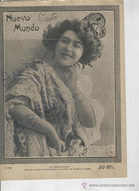 Coleccionismo: RECORTE DE PRENSA. FOTO ANTIGUA. LA FORNARINA. CANTANTE. A&Ntilde;O 1910.