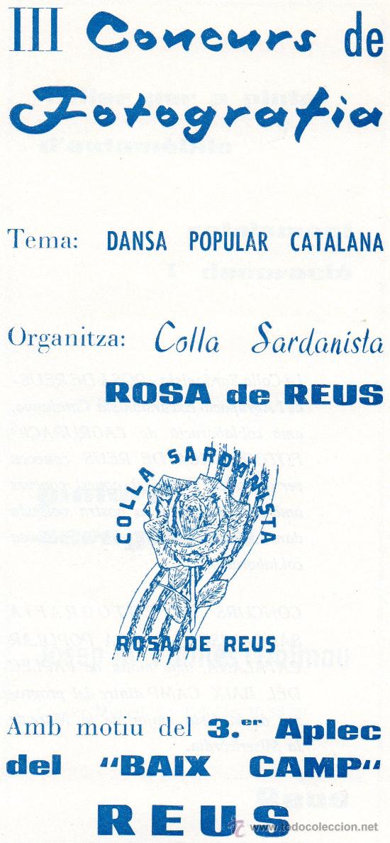 Coleccionismo: III Concurs de Fotografia Colla Sardanista Rosa de Reus 1969