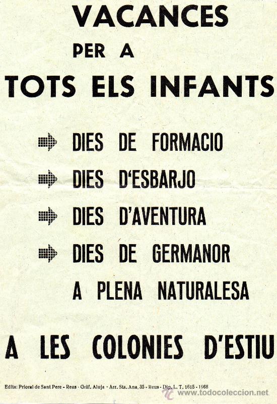Coleccionismo: Vacances Tots els Infants Prioral Sant Pere Reus 1968