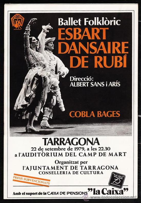 Coleccionismo: programa - actuacio a tarragona - esbart dansaire de rubi - ed. ajuntament - a&ntilde;o 1979 - tgn