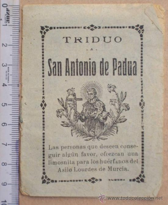 Coleccionismo: TRIDUO A SAN ANTONIO DE PADUA - NUESTRA SE&Ntilde;ORA DE LOURDES ASILO DE PADRES HUERFANOS - MURCIA