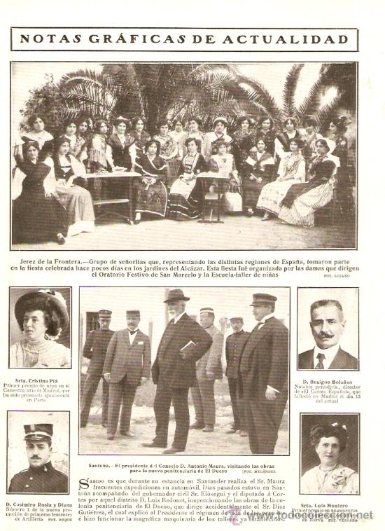 Collectionnisme: RECORTE PRENSA.A&Ntilde;O 1909.JEREZ DE LA FRONTERA.SANTO&Ntilde;A.PENITENCIARIA DEL DUESO.PRISION.TRAJES REGIONAL