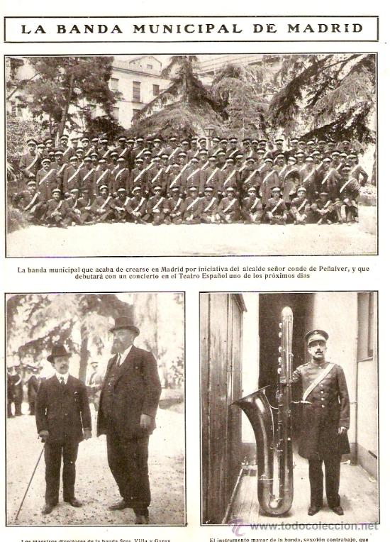Collectionnisme: RECORTE PRENSA.A&Ntilde;O 1909.MADRID.BANDA MUNICIPAL.MUSICA.MENDEZ.VILLA Y GARAY.VIRGEN DESAMPARADOS.VALEN