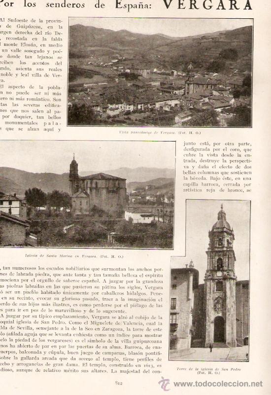 Coleccionismo: HOJA REPORTAJE. A&Ntilde;O 1909.VERGARA.BERGARA.GUIPUZCOA.PAIS VASCO.PALACETE DE GOMARRA.SANTA MARINA.