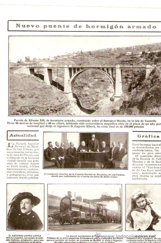 Coleccionismo: RECORTE PRENSA.A&Ntilde;O 1909.TENERIFE.PUENTE BARRANCO HONDO.TIRO AL PLATO .MADRID.ENCARNA ASUNCION GOMEZ