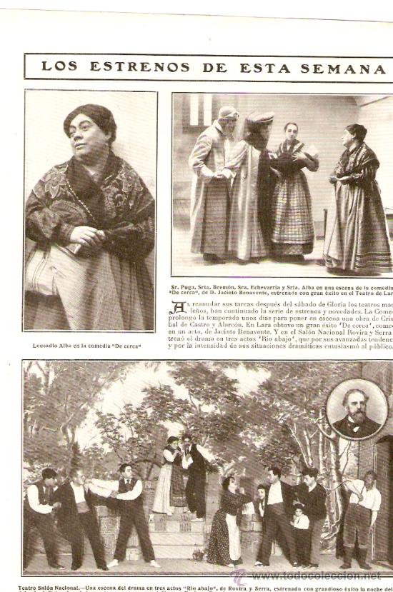 Coleccionismo: RECORTE PRENSA.A&Ntilde;O 1909.TEATRO DE LARA.LEOCADIA ALBA.TEATRO SALON NACIONAL.ENRIC BORRAS.BENAVENTE.