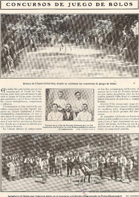 Colecionismo: RECORTE PRENSA.A&Ntilde;O1909.POTES. BOLOS.BOLERA LLANES.ASTURIAS.MADRID.CIERRE CAFES CANTANTES.TABLADOS.