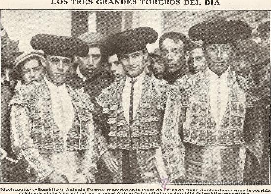 Coleccionismo: HOJAS REPORTAJE.A&Ntilde;O 1909.RETIRADA ANTONIO FUENTES.TOROS.TOREO.HOTEL INGLES.MADRID.MACHAQUITO.BOMBITA