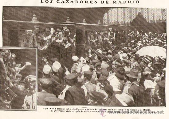 Collectionnisme: RECORTE PRENSA.A&Ntilde;O 1909.BATALLON DE CAZADORES DE MADRID.VADILLO.TROPAS.MELILLA.