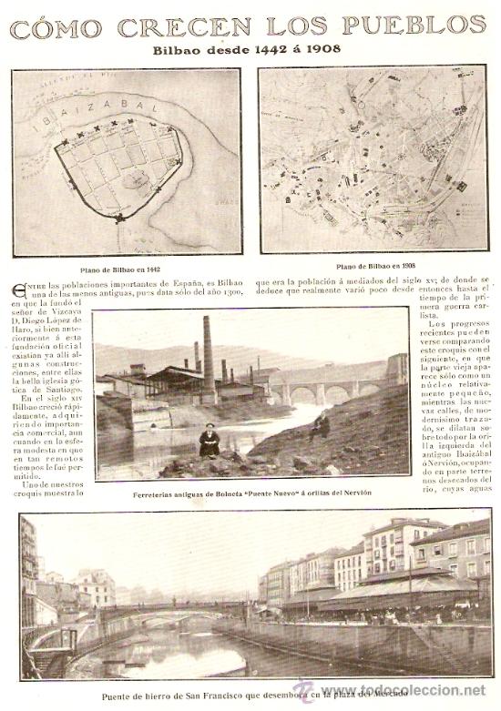 Coleccionismo: RECORTE PRENSA.A&Ntilde;O 1909.BILBAO.BILBAO DESDE 1442 A 1908.URBANISMO.FERRETERIA ANTIGUA DE BOLNETA.