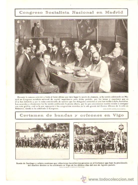 Collectionnisme: RECORTE PRENSA.A&Ntilde;O 1908.VIGO.CERTAMEN DE BANDAS Y ORFEONES.BANDA DE SANTIAGO.ORFEON ORVETENSE.BRETON