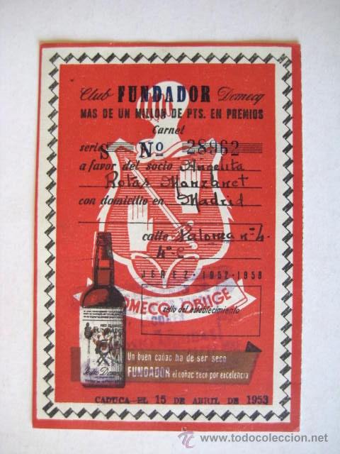 Coleccionismo: CARN&Eacute; CLUB FUNDADOR. 1952-1953. CON LISTA DE PREMIOS .. ENVIO  GRATIS&iexcl;&iexcl;&iexcl;