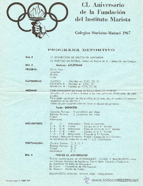 Coleccionismo: Aniversario Fundaci&oacute;n Marista Matar&oacute; 1967